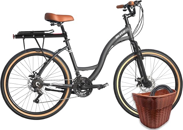 Bicicleta Elétrica Blitz Aro 26 Urbana 21v Freio a Disco com Kit Elétrico