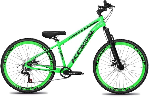 KOG Freeride Aro 26 1x7 Velocidades Freio Disco Suspensão 80mm Aros Vmaxx Neon